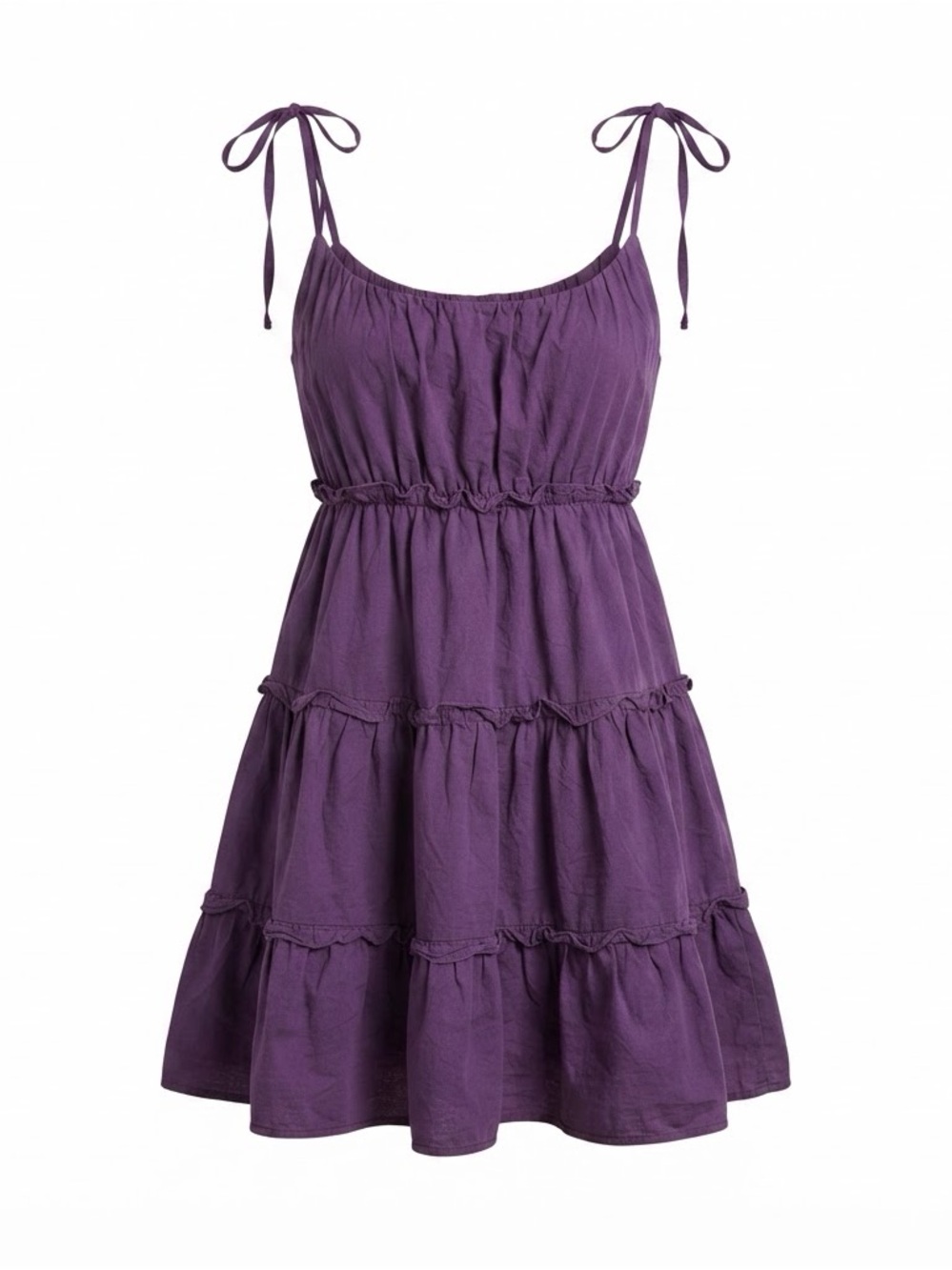 Missord Tie-Shoulder Tiered Mini Dress in Purple